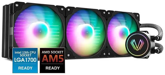 Alt view image 4 of 5 - Vetroo V360 Liquid CPU Cooler, 3X 120mm Addressable RGB Pump & PWM Fans, 360mm Radiator 290W TDP AIO Water Cooling w/Controller Hub for Intel LGA 1851/1700/1200 AMD AM5/AM4, for Gaming Console - Black