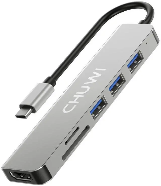 Main image of CHUWI USB C Hub, 6 in 1 USB C to HDMI Splitter, 4K HDMI Port, SD/TF Card Reader, USB 3.0 Data Port, Fast Data Transfer, for MiniBook X/Hi10 X1/FreeBook/Hi10 Max, Laptops, Tablets and Phones