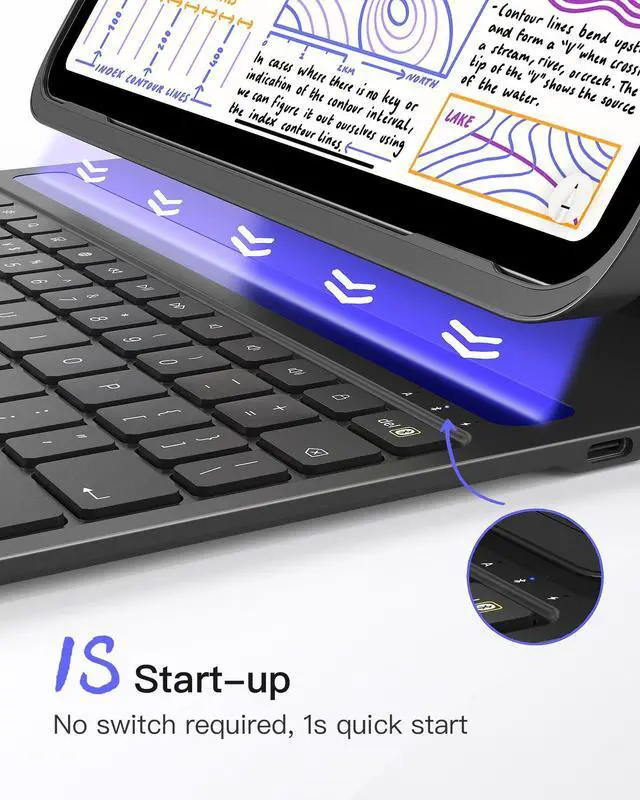 Alt view image 4 of 5 - Inateck for iPad 10th/11th Gen Case with Keyboard, Ultralight Keyboard with Pen Holder for iPad 11th(2025 11" A16)/10th Gen(2022 10.9"), Air 11" M3/M2 (2025/2024), Air 5/4, Pro 11 4/3/2/1,AirTap Black