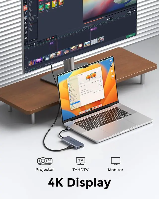Alt view image 3 of 5 - NewQ 140W USB C Hub, 4K@60Hz HDMI Dock, USBA 3.2, USBC 3.2, Gigabit Ethernet, PD-in 140W, 300mbps SD TF 4.0 Slot, Compatible w/Thunderbolt 3/4/5, Docking Station for MacBook, Windows, Chromebook