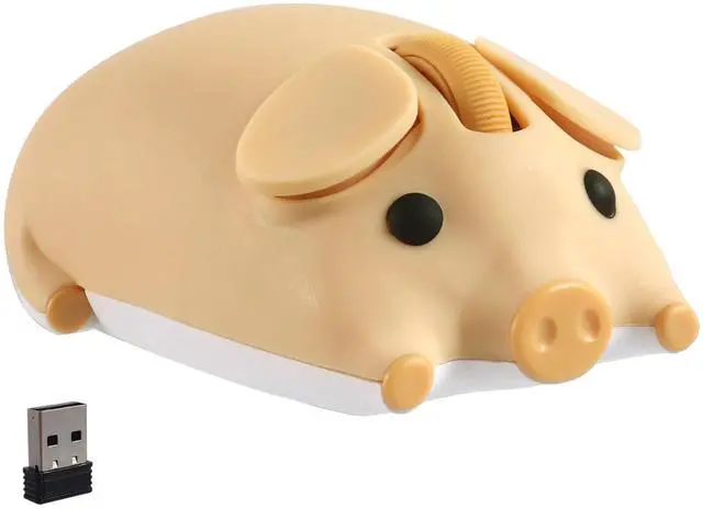Main image of Wireless Bluetooth Mouse Cute Animal Pig Shape 2.4G & Bluetooth Dual Mode Computer Mice with USB Receiver Portable Compact 1200DPI Optical Cordless Mouse for Laptop iPad PC Notebook Kids Gift (Yellow)