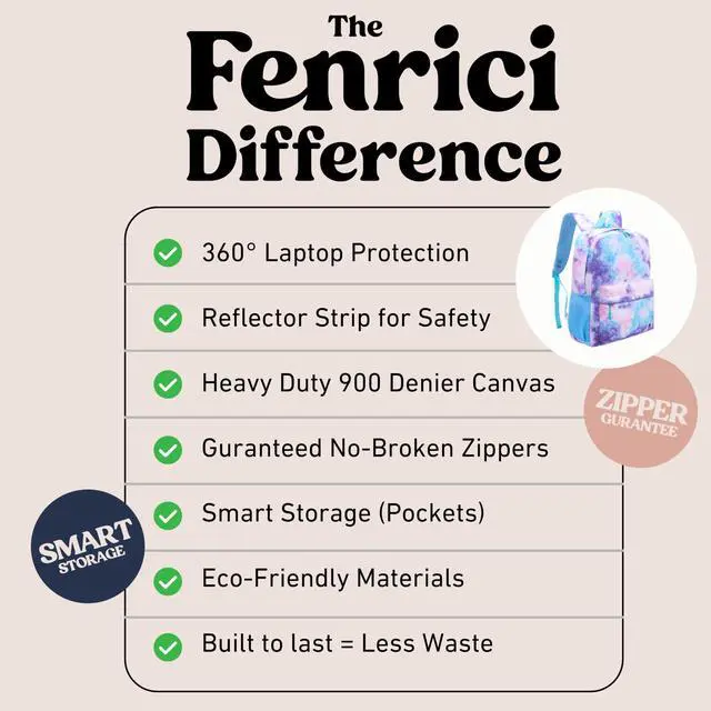 Alt view image 4 of 5 - Fenrici Tie Dye Backpack for Girls, Teens, Girls' Backpack for School, Kids' Bookbags with Padded Laptop Compartment, Tie Dye, Pink, Pastel, 17 Inch