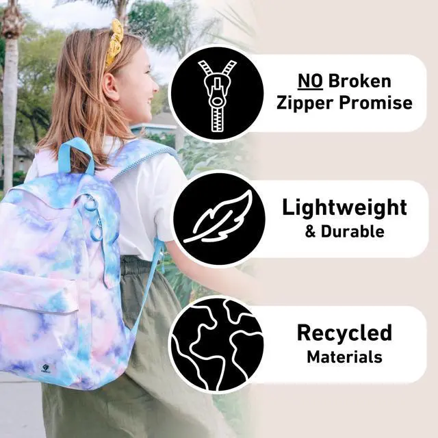 Alt view image 5 of 5 - Fenrici Tie Dye Backpack for Girls, Teens, Girls' Backpack for School, Kids' Bookbags with Padded Laptop Compartment, Tie Dye, Pink, Pastel, 17 Inch