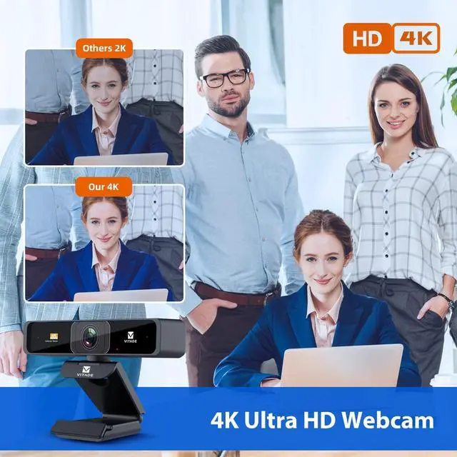 Alt view image 3 of 5 - VITADE 4K Zoomable Webcam with Upgraded Remote Control, 8MP Sony Sensor Webcam with Microphone and 4X Digital Zoom, Pro USB Webcam for Streaming/Conference/Online Teaching/Video Calling/Zoom/Skype