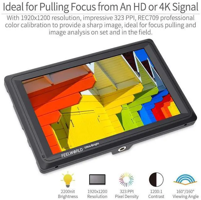 Alt view image 4 of 5 - FEELWORLD FW279S 7 Inch Ultra Bright 2200nit DSLR Camera Field Monitor Daylight Viewable High Brightness Full HD 1920x1200 3G SDI 4K HDMI Input Output