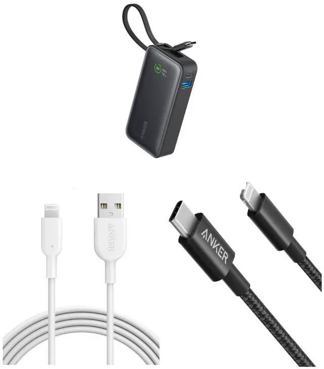 Main image of Anker iPhone Fast Charging Cable - 6ft Nylon USB-C to Lightning Cord&ANKER Powerline II Lightning Cable, [6ft MFi Certified] USB Charging/Sync Lightning Cord&Anker Nano Power Bank, 10,000mAh Portable