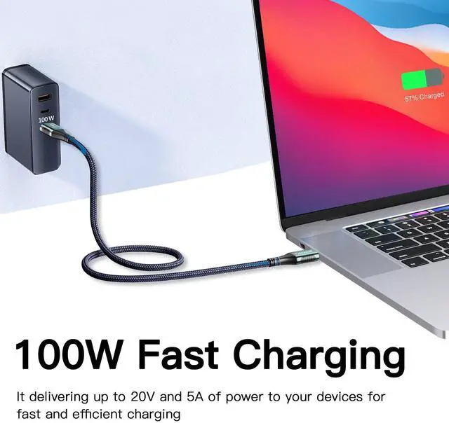Alt view image 3 of 5 - Talmosal 100W for Long Thunderbolt 3 Cable 15 ft, Support 4K@60Hz 20Gbps with PD Fast Charging for iPhone 16/15, MacBook Pro, Docking, eGPU, SSD, Surface Pro, VR Headset