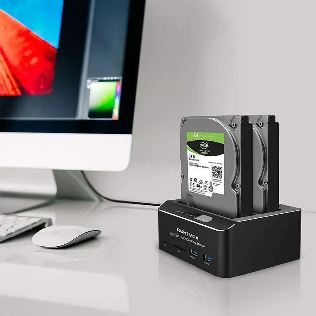 Alt view image 2 of 5 - SATA Dual Bay Hard Drive Docking Station +USB 3.0 Active Extension Cable 32 Feet with 5V 2A Power Adapter