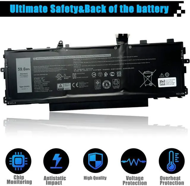 Alt view image 4 of 5 - AOMKA GHJC5 59.6Wh Laptop Battery Replacement for Dell Latitude 9420 9430 Latitude 9420 2-in-1 Latitude 9430 2-in-1 Series 3VV58 0JJ4XT 0VTH85 06VJ1F 09YD1V 11.55V 4900mAh 3-Cell