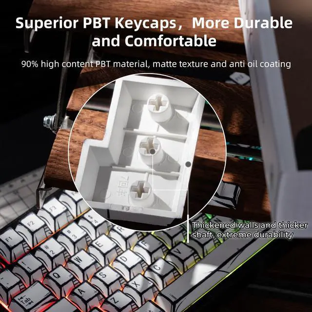 Alt view image 3 of 5 - GMKWTL XVX White PBT Keycaps, Cherry Profile Keycap Set, Dye Sublimation Graffiti Keyboard Keycaps Suitable for 60% 65% 75% 80% 100% MX Switches Mechanical Keyboard