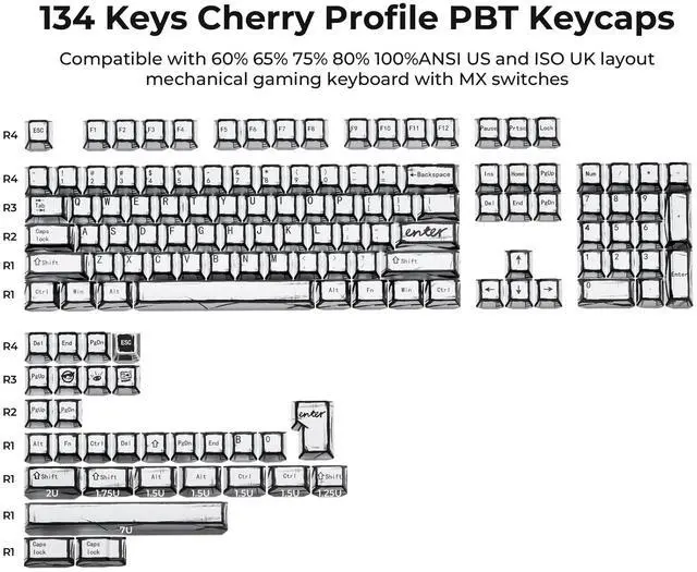 Alt view image 4 of 5 - GMKWTL XVX White PBT Keycaps, Cherry Profile Keycap Set, Dye Sublimation Graffiti Keyboard Keycaps Suitable for 60% 65% 75% 80% 100% MX Switches Mechanical Keyboard