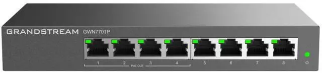 Main image of Grandstream GWN7701P | 8-Port Gigabit Ethernet Unmanaged PoE Switch | Plug & Play | Desktop/Wall-Mount | Metal Design