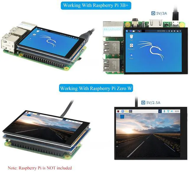 Alt view image 4 of 5 - 2.8inch DPI LCD Screen Compatible with Raspberry Pi 5/4B/3B+/3B/3A+/Pi Zero/Zero W/WH/Zero 2W, 480x640 Resolution IPS Display, 5-Points Capacitive Touch Control, Optical Bonding Toughened Glass Cover