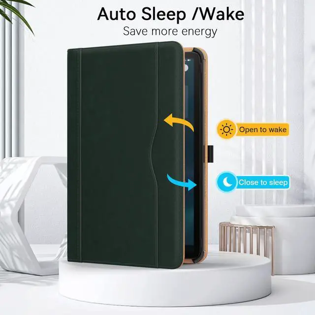 Alt view image 3 of 5 - OKP for Amazon Tablet 11 Case (13th Generation, 2023 Release), [Multi-Angle] Stand Cover with Pocket Auto Wake/Sleep, PU Leather Case for Amazon Tablet 11 (Dark Green)