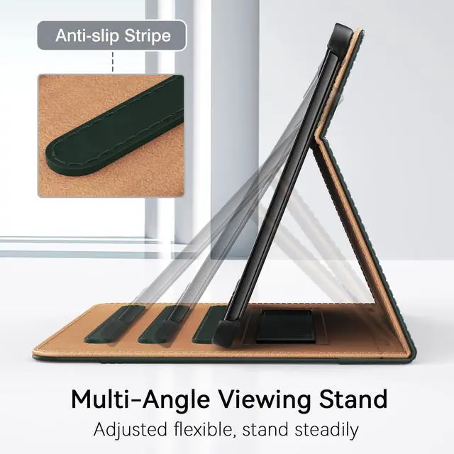 Alt view image 5 of 5 - OKP for Amazon Tablet 11 Case (13th Generation, 2023 Release), [Multi-Angle] Stand Cover with Pocket Auto Wake/Sleep, PU Leather Case for Amazon Tablet 11 (Dark Green)
