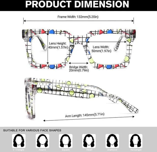 Alt view image 5 of 5 - Zeelool Sqaure Blue Light Blocking Glasses, Acetate Glasses Frame for Men Eyeglasses with Clear Lenses Anti Eyestrain & UV from Computer/TV/Phone ZJGA236887-02B