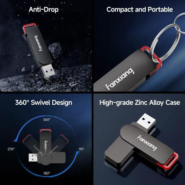 Alt view image 4 of 5 - fanxiang 2 Pack 256GB USB Flash Drive, Metal Thumb Drives, USB 3.2 Up to 200MB/s Type A Memory Stick for Storage and Backup, F309