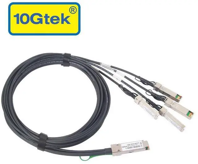 Alt view image 2 of 5 - 10Gtek 40G QSFP+ to 4xSFP+ Breakout DAC - 40GBASE-CR4 Passive Direct Attach Copper Twinax QSFP to SFP Cable for Juniper QFX-QSFP-DACBO-3M Devices, 3-Meter(10ft)