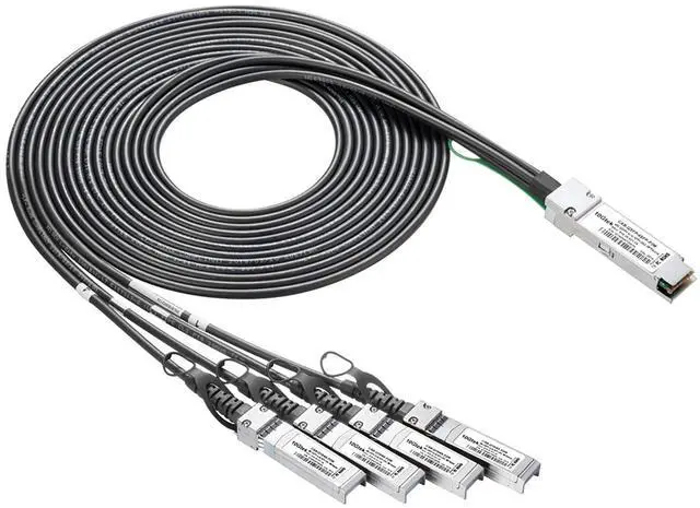 Main image of 10Gtek 40G QSFP+ to 4xSFP+ Breakout DAC - 40GBASE-CR4 Passive Direct Attach Copper Twinax QSFP to SFP Cable for Juniper QFX-QSFP-DACBO-3M Devices, 3-Meter(10ft)