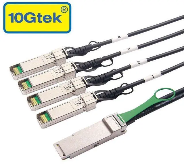 Alt view image 3 of 5 - 10Gtek 40G QSFP+ to 4xSFP+ Breakout DAC - 40GBASE-CR4 Passive Direct Attach Copper Twinax QSFP to SFP Cable for Juniper QFX-QSFP-DACBO-3M Devices, 3-Meter(10ft)