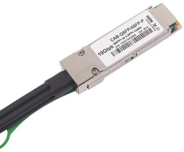 Alt view image 4 of 5 - 10Gtek 40G QSFP+ to 4xSFP+ Breakout DAC - 40GBASE-CR4 Passive Direct Attach Copper Twinax QSFP to SFP Cable for Juniper QFX-QSFP-DACBO-3M Devices, 3-Meter(10ft)