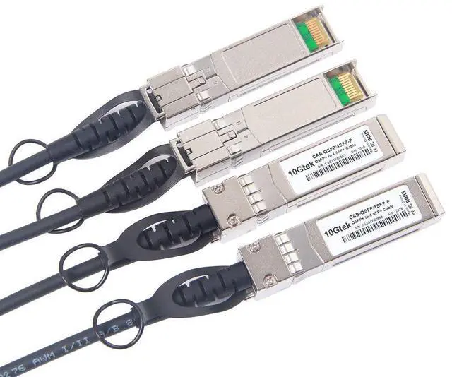 Alt view image 5 of 5 - 10Gtek 40G QSFP+ to 4xSFP+ Breakout DAC - 40GBASE-CR4 Passive Direct Attach Copper Twinax QSFP to SFP Cable for Juniper QFX-QSFP-DACBO-3M Devices, 3-Meter(10ft)