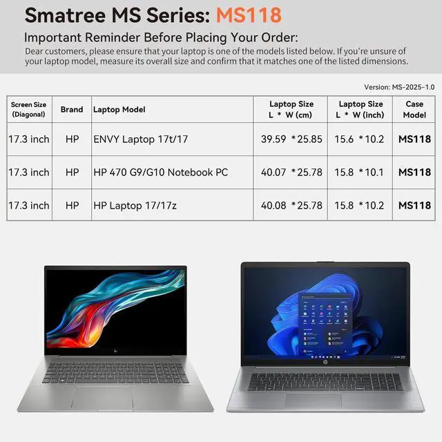 Alt view image 2 of 5 - Smatree MS118 Hard EVA Protective Sleeve Case with Stand Compatible for 17.3 inch Envy Laptop 17t/17, OMEN 17, HP 470 G9/G10 Notebook PC, HP Laptop 17/17t/17z, Anti-Shock and Waterproof Notebook Bag