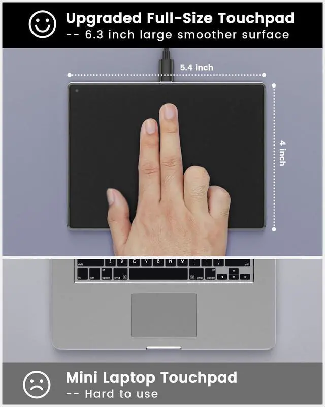 Alt view image 5 of 5 - seenda Trackpad, Upgrade Smooth Glass Surface with Multi-Touch, Aluminum Slim USB Wired Win/Mac Touchpad with High Precision Navigation for Windows 10/11 Computer and iMac, MacBook Air/Pro