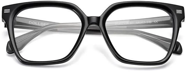 Alt view image 2 of 5 - Dollger Blue Light Blocking Glasses Woman Men Acetate Frame Non-prescription Transparent Lenses Computer WorkBlack frame gray