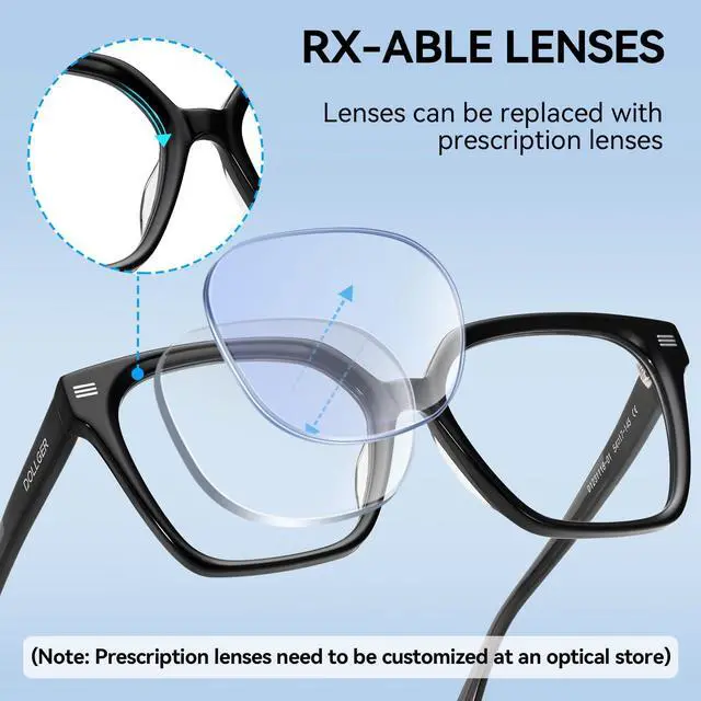 Alt view image 4 of 5 - Dollger Blue Light Blocking Glasses Woman Men Acetate Frame Non-prescription Transparent Lenses Computer WorkBlack frame gray