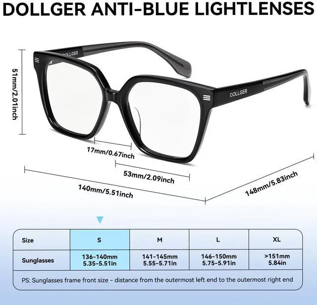 Alt view image 5 of 5 - Dollger Blue Light Blocking Glasses Woman Men Acetate Frame Non-prescription Transparent Lenses Computer WorkBlack frame gray