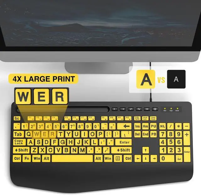 Alt view image 2 of 4 - SABLUTE 2 Pack Large Print Wired Computer Keyboards Easy to Read Big Letters Keys for Visually Impaired Low Vision, Compatible Windows, Desktop, Laptop