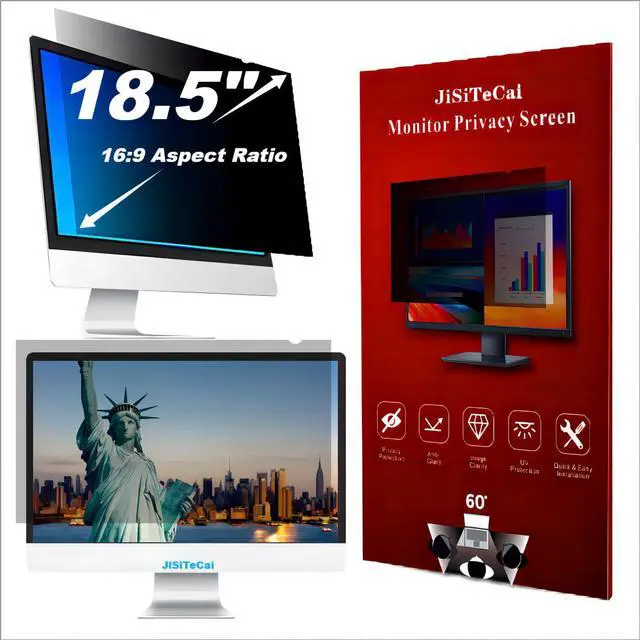 Main image of JiSiTeCai 18.5" Computer Privacy Screen Filter 16:09 Widescreen Monitor - Premium Anti-glare Screen Cover - Scratch Resistant - UV and Blue Light Screen Protector