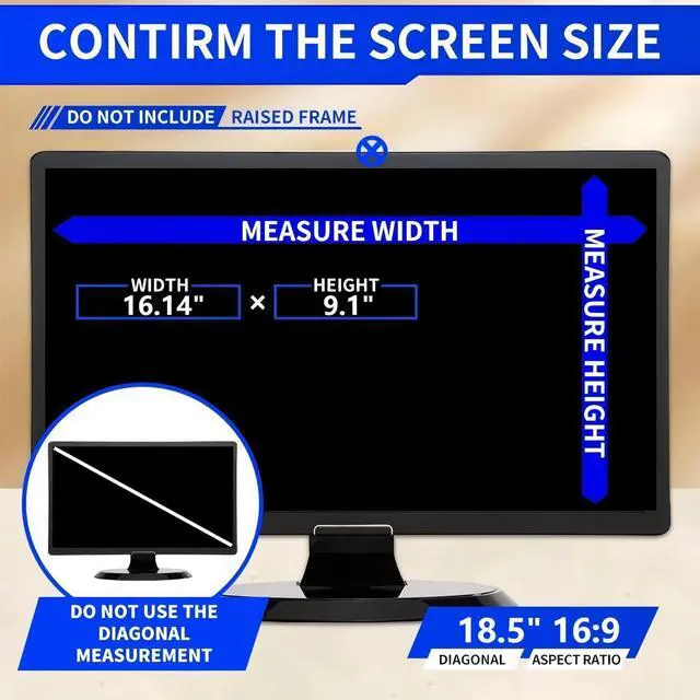 Alt view image 2 of 5 - JiSiTeCai 18.5" Computer Privacy Screen Filter 16:09 Widescreen Monitor - Premium Anti-glare Screen Cover - Scratch Resistant - UV and Blue Light Screen Protector
