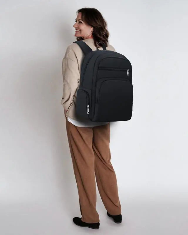 Alt view image 3 of 5 - FOKDUVB Large Backpack for Women Backpack with Lots of Pockets for Travel Work School Bookbag with Laptop Compartment for High School College Girls Mochilas Morrales para Mujer (Black, Solid)