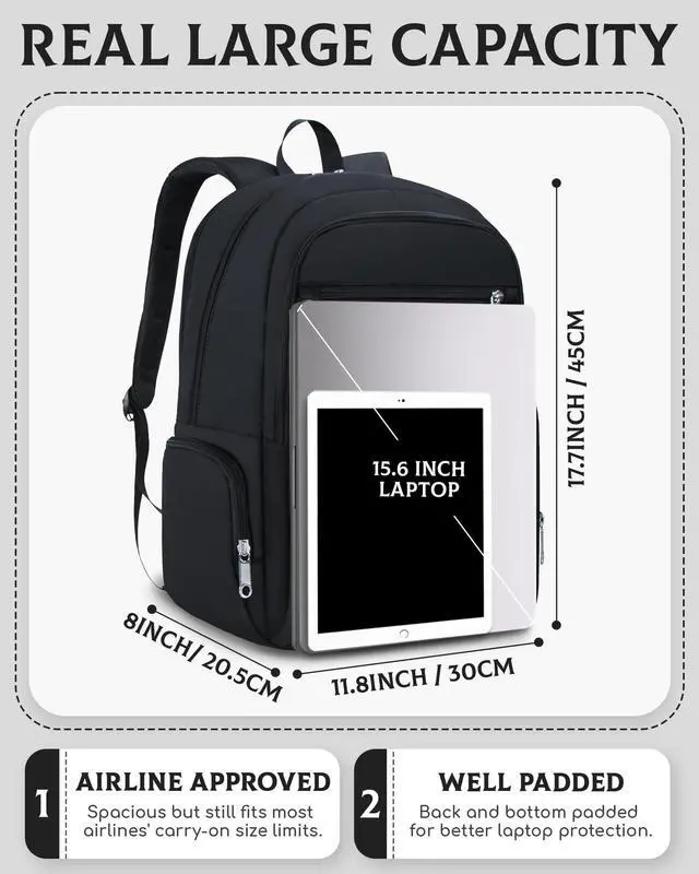 Alt view image 5 of 5 - FOKDUVB Large Backpack for Women Backpack with Lots of Pockets for Travel Work School Bookbag with Laptop Compartment for High School College Girls Mochilas Morrales para Mujer (Black, Solid)