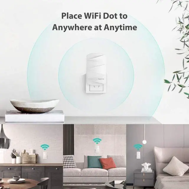 Alt view image 4 of 5 - MeshForce M3 Dot Wall Plug WiFi Extender, Works with MeshForce M1 and M3 Whole Home Mesh WiFi System  Use with only MeshForce WiFi System