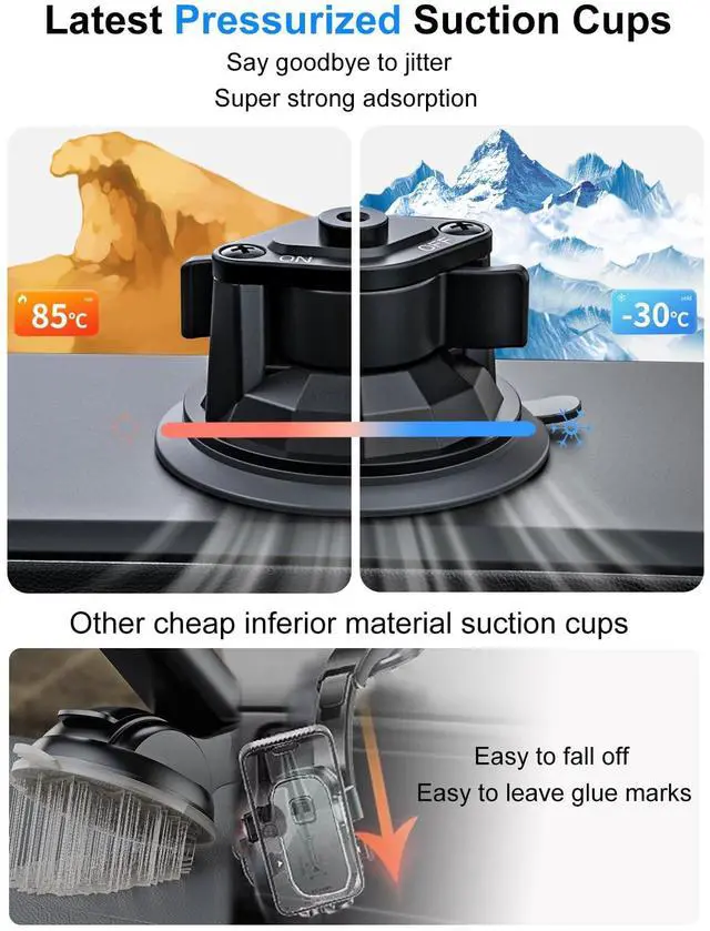 Alt view image 5 of 5 - Kolasels Heavy Duty Dual Tablet Holder for Car/Truck [Metal Arm] Dashboard Windshield Double Mount for Vehicle Dash Suction Stand for iPad Pro/Air/iPhone, 5.5-15.6" Tablets Phone