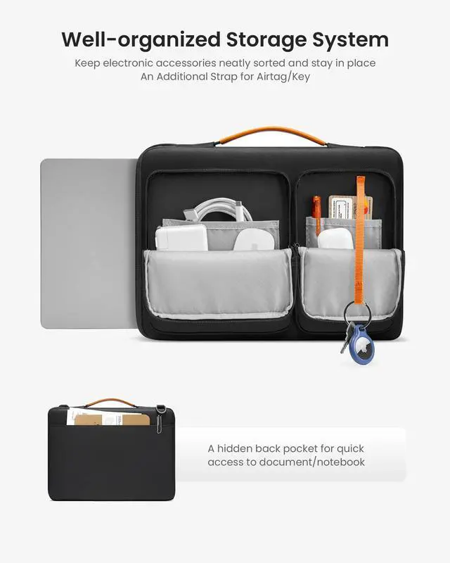 Alt view image 3 of 5 - tomtoc 360 Protective Laptop Shoulder Bag for 13 Inch 2025 MacBook Air M4/A3240, M3/A3113, M2/A2681, M1/A2337, MacBook Pro M2/M1, 13-in Surface Pro 11th AI/10/9, Water-Resistant Accessory Case