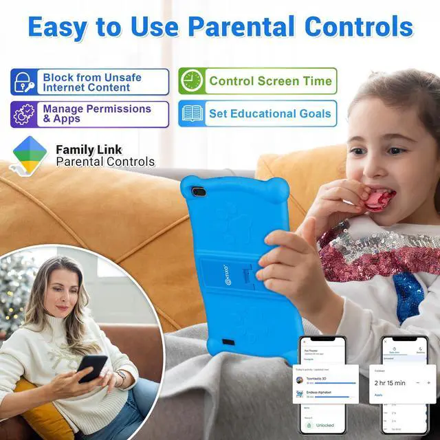 Alt view image 5 of 5 - Contixo Kids Tablet, V10 7 Inch Tablet for Kids and Smart Watch Bundle, 2GB 32 GB Toddler Tablet with Bluetooth, with Smart Watch That Touch Screen, Camera, Video and Audio Recording, MP3 Player