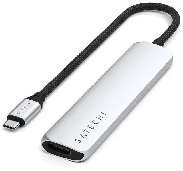 Main image of Satechi 6 in 1 USB C Hub Multiport Adapter with 4K HDMI, 100W PD Charging, 2X USB-A Data Ports, Micro/SD Card Readers for MacBook, Windows - Silver