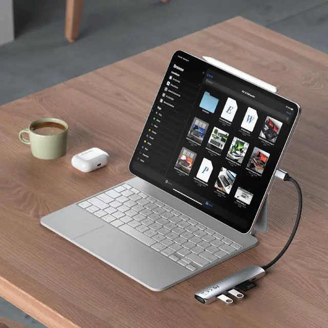 Alt view image 2 of 2 - Satechi 6 in 1 USB C Hub Multiport Adapter with 4K HDMI, 100W PD Charging, 2X USB-A Data Ports, Micro/SD Card Readers for MacBook, Windows - Silver