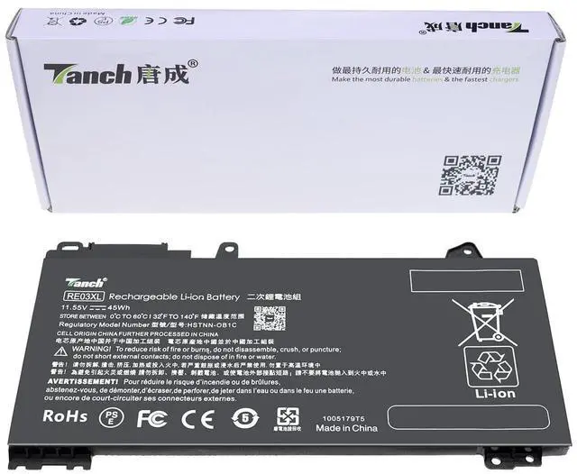 Main image of Tanch Laptop Battery RE03XL L32407-2B1 L32656-005 HSTNN-DB9A L32407-AC2 Replacement for HP ProBook 450 G6 455R G6 440 G4 440 G6 11.55V 3900mAh/45Wh