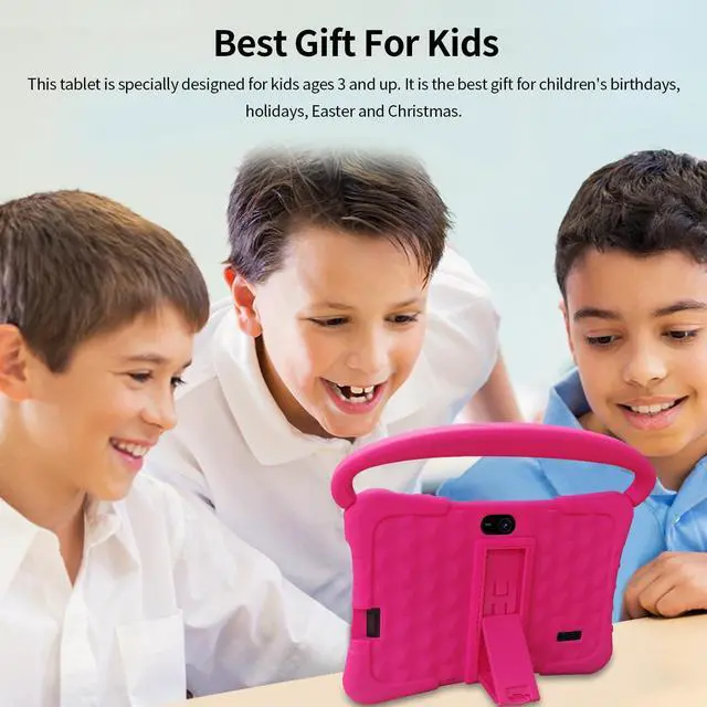 Alt view image 5 of 5 - SAIWAN 7 inch Kids Tablet with Shockproof Case, 1GB RAM 16GB ROM, Android Toddler Tablet with Bluetooth, WiFi, GMS, Parental Control, Educational, Games(Pink)