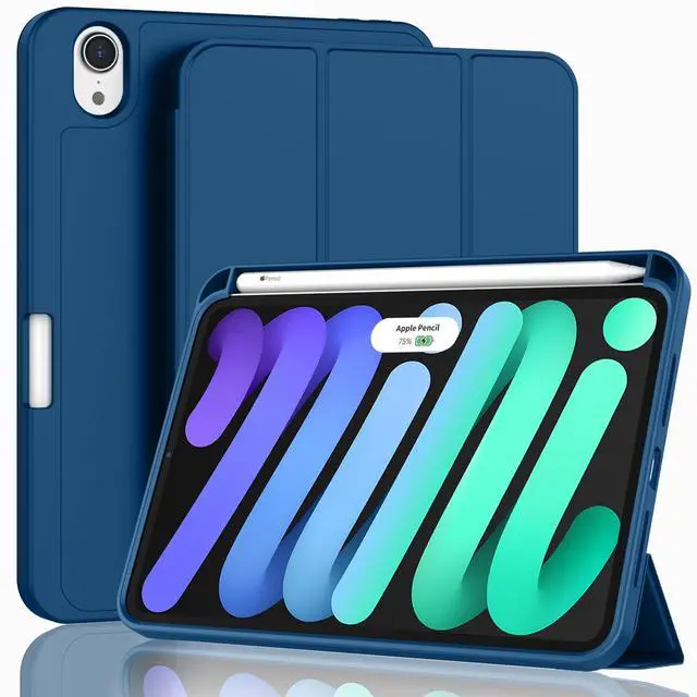 Main image of ZryXal for iPad Mini 7 Case A17 Pro 2024/iPad Mini 6 Case 2021 8.3 Inch with Pencil Holder, iPad Mini 7th/6th Generation Case with Soft TPU Back and Auto Sleep/Wake, Navy Blue