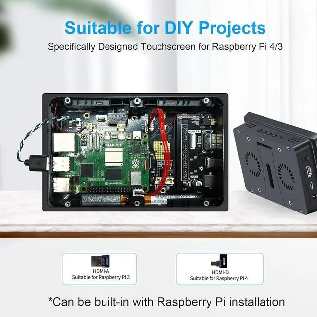 Alt view image 2 of 5 - 7 Inch Touchscreen for Raspberry Pi,5-Point 1024 * 600 IPS touchscreen Portable Monitor with HDMI Interface Dual-Speaker for Raspberry Pi 5/4B/3B+/3B/B+ Jetson Nano Win11/10/8/7(7'' 1024*600 -B)