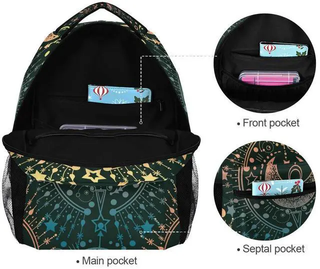Alt view image 5 of 5 - ALAZA Moon & Star Alchemy Magical Large Backpack Personalized Laptop iPad Tablet Travel School Bag with Multiple Pockets