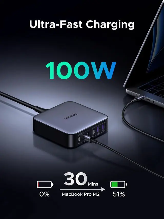 Alt view image 3 of 5 - UGREEN 200W USB C Charger, Nexode 6-Port GaN Desktop Charger, USB C Charging Station for MacBook Pro/Air, iPad Pro/Air, iPhone 16/15/14, Galaxy S24 Ultra, Steam Deck