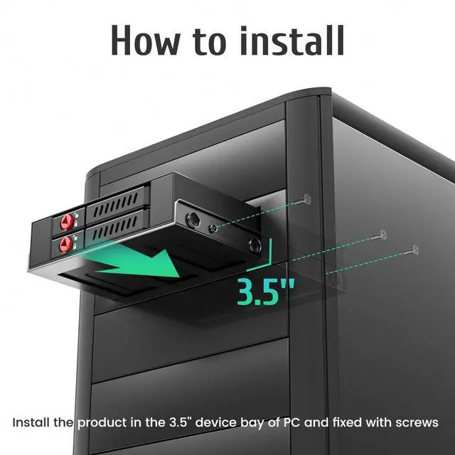 Alt view image 3 of 5 - READYXIO SATA HDD & SSD Hot Swap Cage, 2 Bay 2.5 SATA HDD Mobile Rack for 3.5 Drive Bay