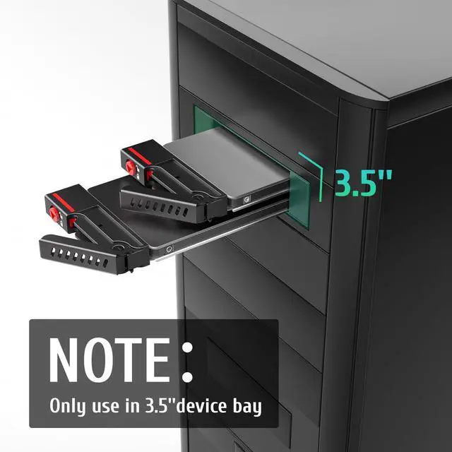 Alt view image 5 of 5 - READYXIO SATA HDD & SSD Hot Swap Cage, 2 Bay 2.5 SATA HDD Mobile Rack for 3.5 Drive Bay